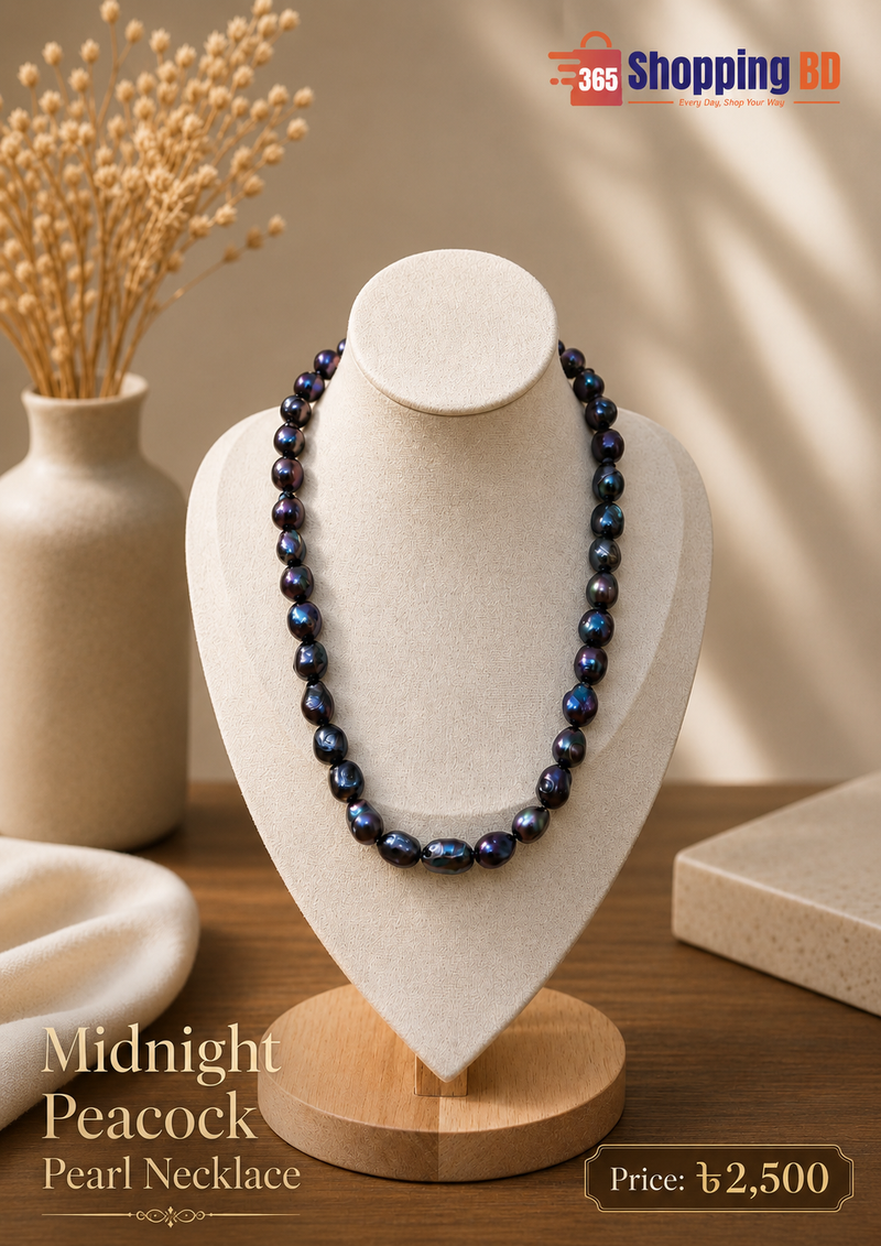 Midnight Peacock Pearl Necklace