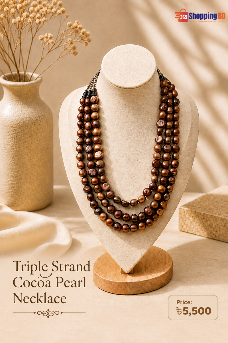 Triple Strand Cocoa Pearl Necklace