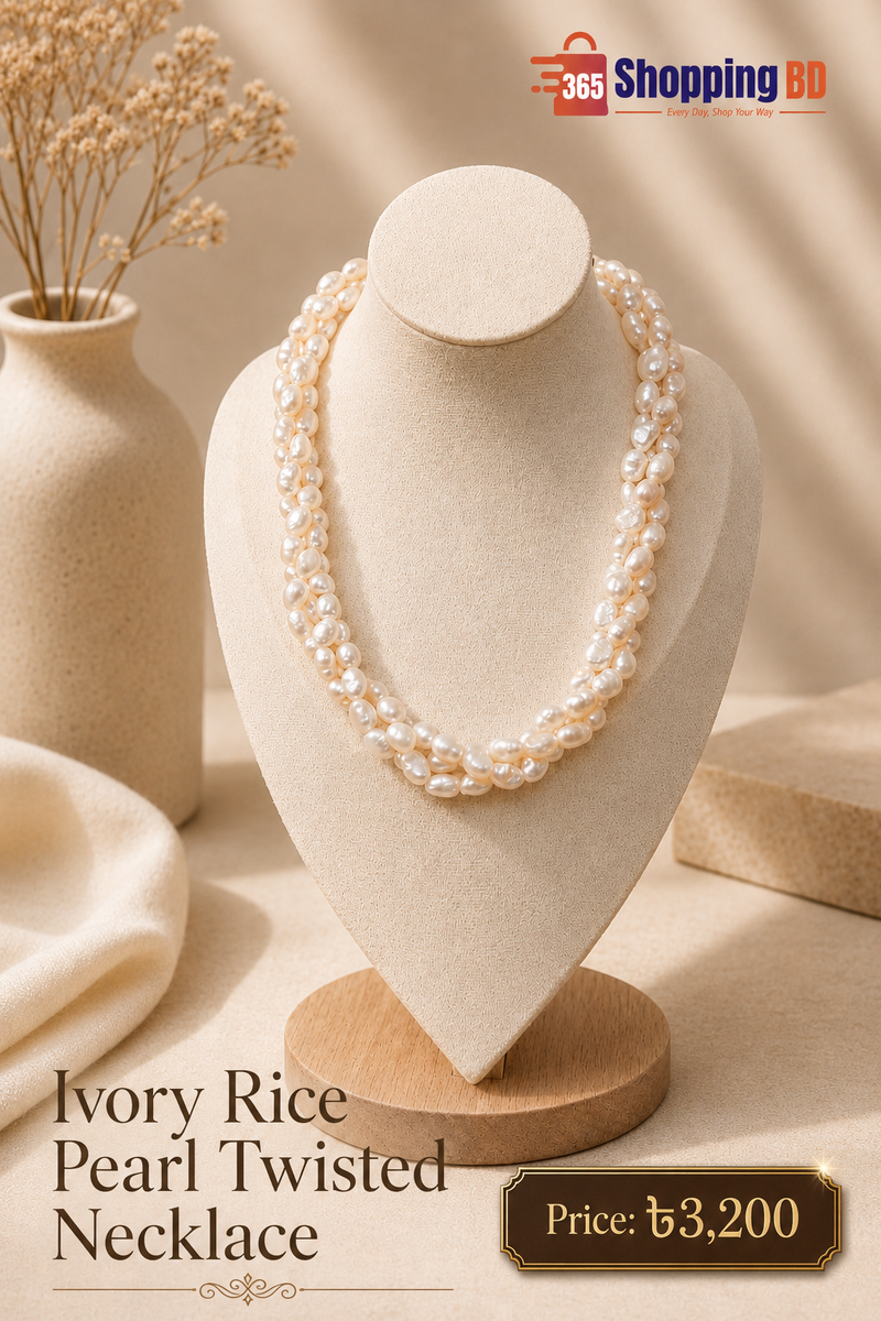 Ivory Rice Pearl Twisted Necklace